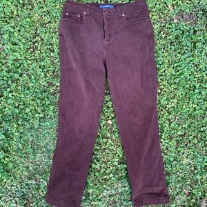 Brown, denim jeans